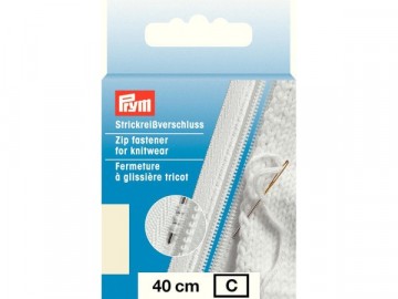 Prym Glidelås til strikketøy – 40 cm – Hvit