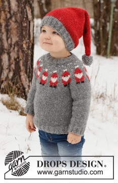 41-1 - Genser med julenisser - barn - strikkepakke