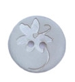 Perlemorknapp med blomst - krem - 20 mm