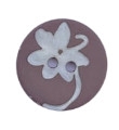 Perlemorknapp med blomst - lys brun - 20 mm