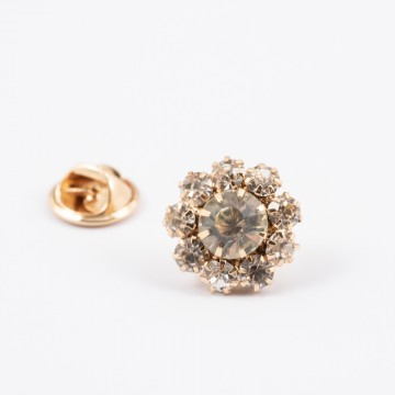 Dekorativ pin med strass – blomst - gullfarget
