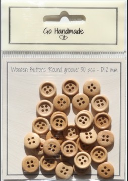 Treknapper - Round groove - natur 12 mm - 30 stk