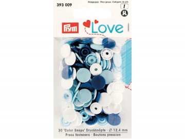 Prym Love trykknapper - blå/hvit/lys blå