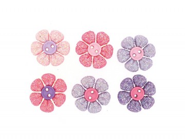 Knapper – Blomster med glitter