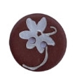 Perlemorknapp med blomst - brun - 20 mm