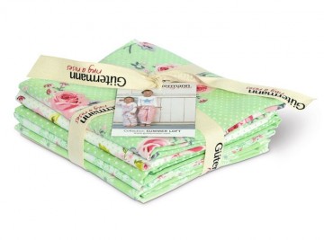 Gütermann Stoff 45x55 (Fat Quarter) pakke med 5 - grønn