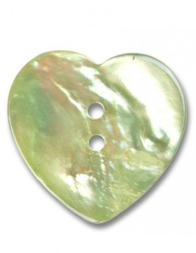 Perlemorknapp hjerte limegrønn 25 mm (DSA)
