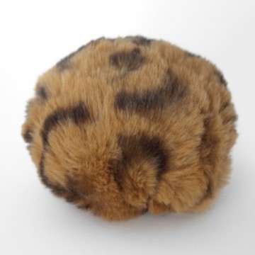 Dusk i fuskepels med trykknapp - karamell/brun/sort - 8 cm