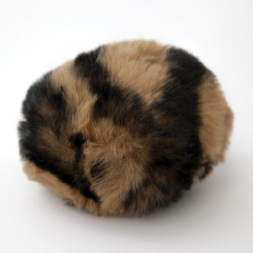 Dusk i fuskepels med trykknapp - lysbrun/sort - 8 cm
