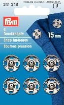 Prym trykknapp til å sy på - sølvfarget 15 mm