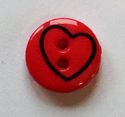 Rund med hjerte - 13 mm rød