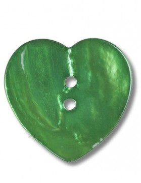 Perlemorknapp hjerte grønn 25 mm (DSA)