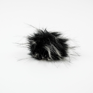 Dusk i fuskepels med trykknapp - sort med grå tupper - 8 cm