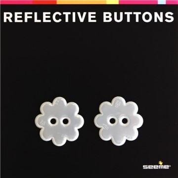 Refleksknapper 30 mm blomst - hvit
