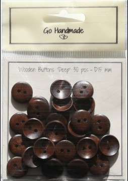Treknapper - Deep - brun 15 mm - 30 stk