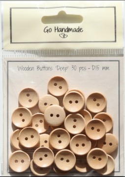 Treknapper - Deep - natur 15 mm - 30 stk