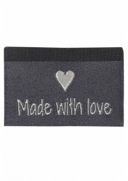 10 merkelapper - Made with love - grå - 3,5 cm
