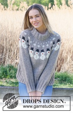 235-38 Snowman Time Sweater by DROPS Design