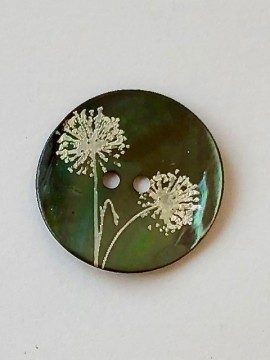 Perlemorknapp med mønster - mørk - 23 mm