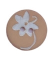 Perlemorknapp med blomst - beige - 20 mm